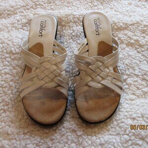 Strictly Comfort leather women's low heel slides